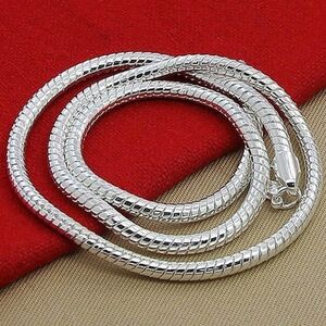 925 Silver Plated Rope Necklace 3mm Women's Men's Valentine's Birthday Gift NEW!
